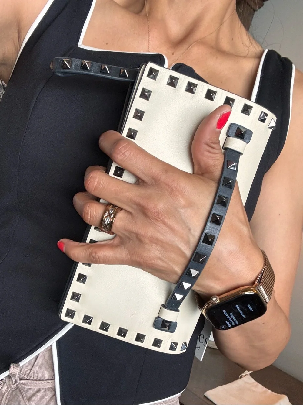 Valentino Garavani Studded Leather Wristlet